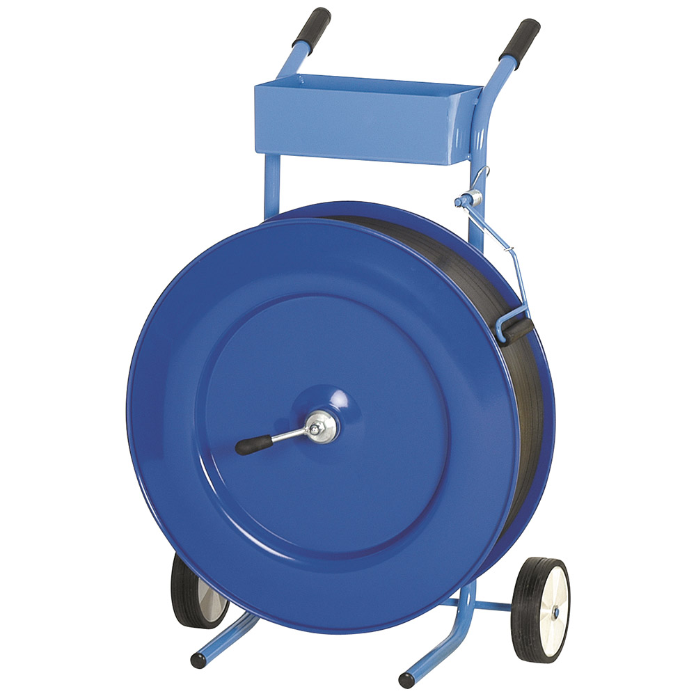 Abrollwagen mit Ablage und Bremse, 406 ER Kern blau nur für PP Kunststoffband geeignet